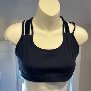 Curves n combat boots sports bra in navy, Size M